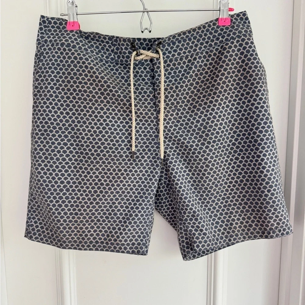 Faherty Classic Boardshort Mens 32 Blue Fish Scale All Over Print